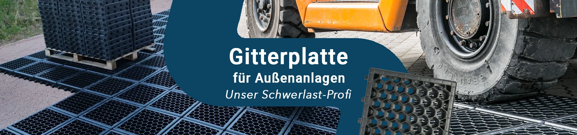 Gitterplatte Aussenanlage Header Gitterplatte Aussenanlage Header - Banner mit Gitterplatten und Baustellenfahrzeug